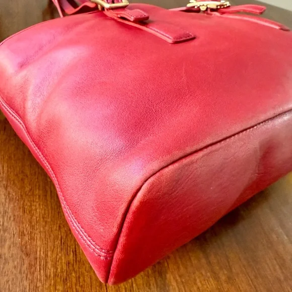 Vintage Coach Legacy Shopper Tote Glove Tanned Leather Red - Picture 8 of 16
